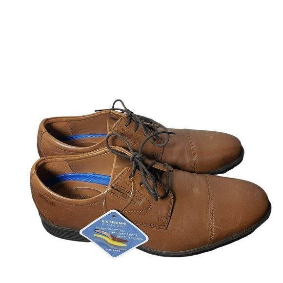 Clarks Mens Dark Tan Leather Whiddon Lace Up Cap Toe Oxford Dress Shoes Size 9 main image 10